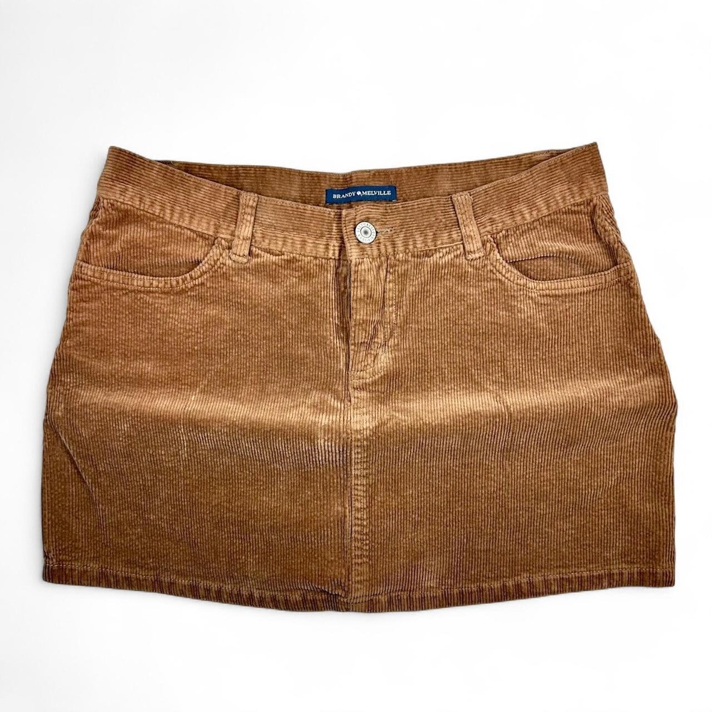 Brandy Melville brown corduroy mini skirt - Picture 2 of 5